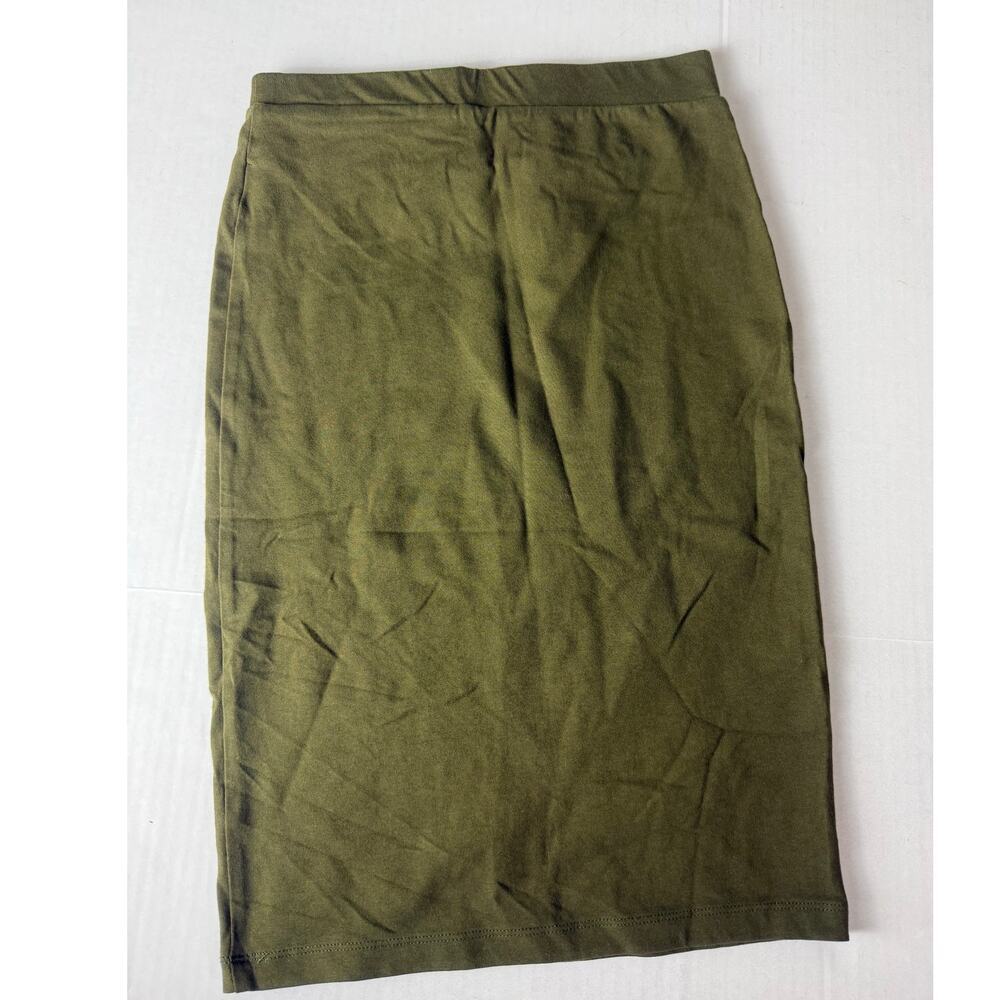 Forever 21 Women's Olive Green Slit Hem Stretch Skirt S - Picture 6 of 6